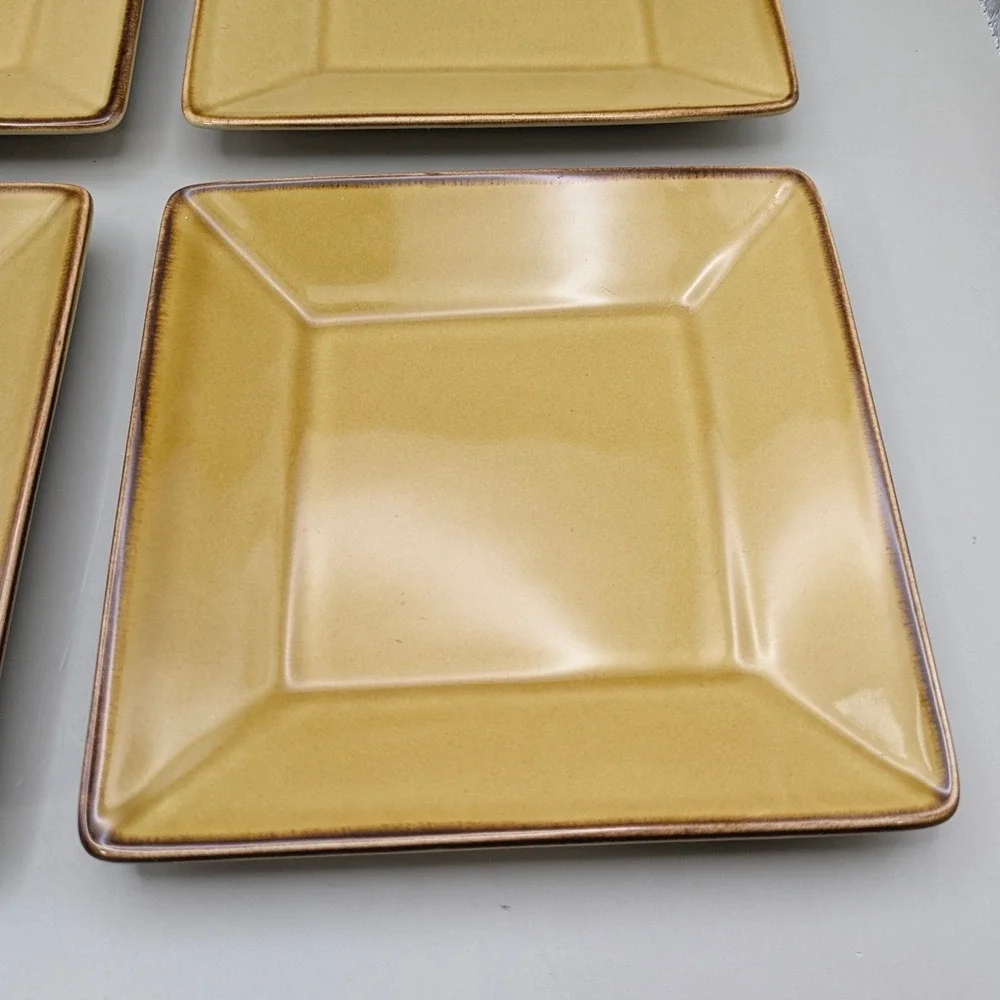 Pottery Barn Asian Squares 4 Dish Set Gold Yellow - 6